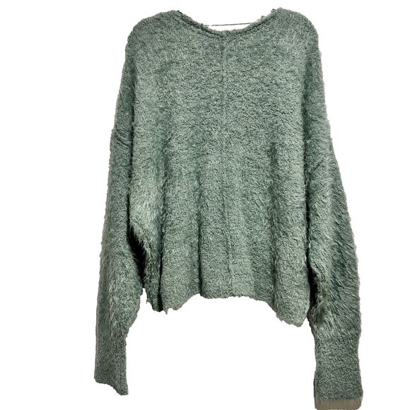 Free People Icing Green V Neck Slouchy Pullover Sweater Women’s Xlarge Oversized - Picture 5 of 9
